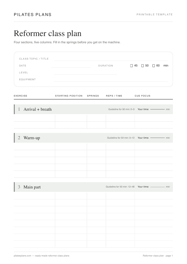Preview of the template (blank)